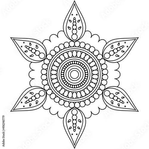 Simple Mandala Shape for Coloring. Vector Mandala. Floral. Flower. Oriental. Coloring Book Page. Outline.
