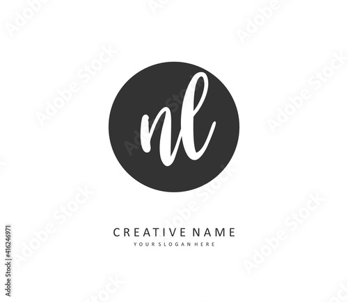 NL Initial letter handwriting and signature logo. A concept handwriting initial logo with template element.