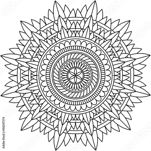 Simple Mandala Shape for Coloring. Vector Mandala. Floral. Flower. Oriental. Coloring Book Page. Outline.
