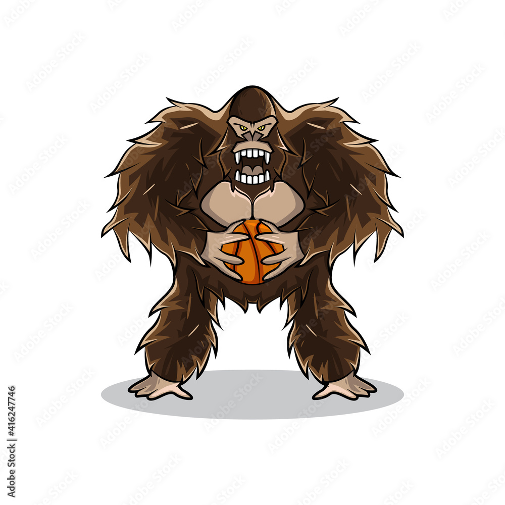 cartoon illustration of a basketball gorilla Stock Vector | Adobe Stock