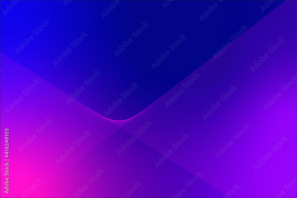 Abstract purple blue neon background vector lines image in dynamic futuristic shape with editable strokes