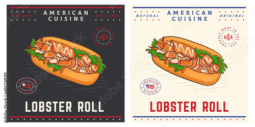 Lobster roll sandwich New England style hot dog