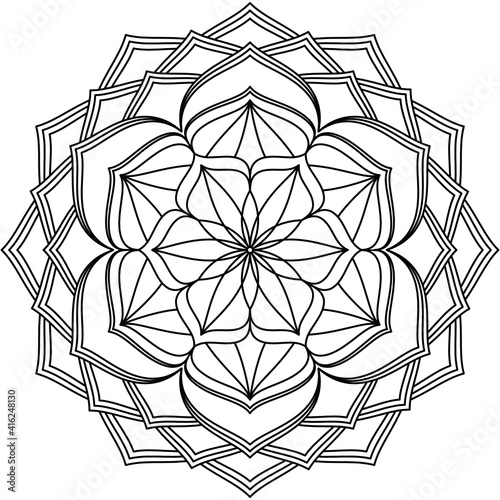 Simple Mandala Shape for Coloring. Vector Mandala. Floral. Flower. Oriental. Coloring Book Page. Outline.
