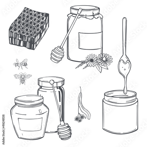 Honey set. Vector illustration.