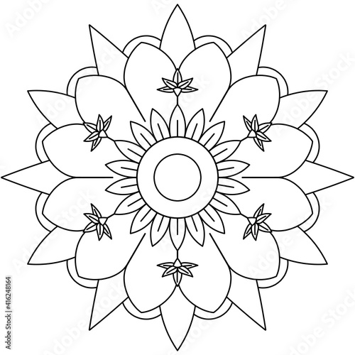 Simple Mandala Shape for Coloring. Vector Mandala. Floral. Flower. Oriental. Coloring Book Page. Outline.
