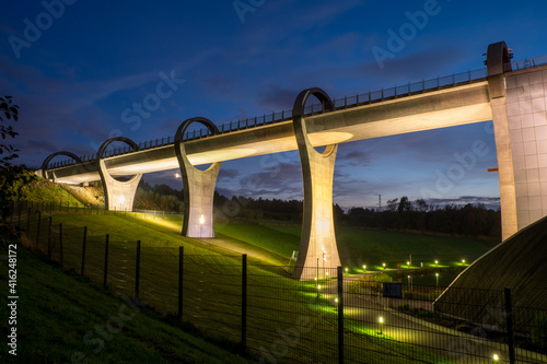 Falkirk Wheel canal lift at night