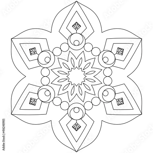 Simple Mandala Shape for Coloring. Vector Mandala. Floral. Flower. Oriental. Coloring Book Page. Outline.
