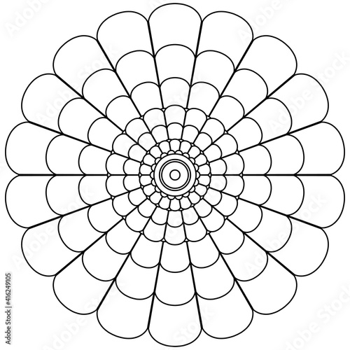 Simple Mandala Shape for Coloring. Vector Mandala. Floral. Flower. Oriental. Coloring Book Page. Outline.
