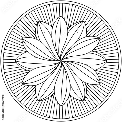 Simple Mandala Shape for Coloring. Vector Mandala. Floral. Flower. Oriental. Coloring Book Page. Outline.
