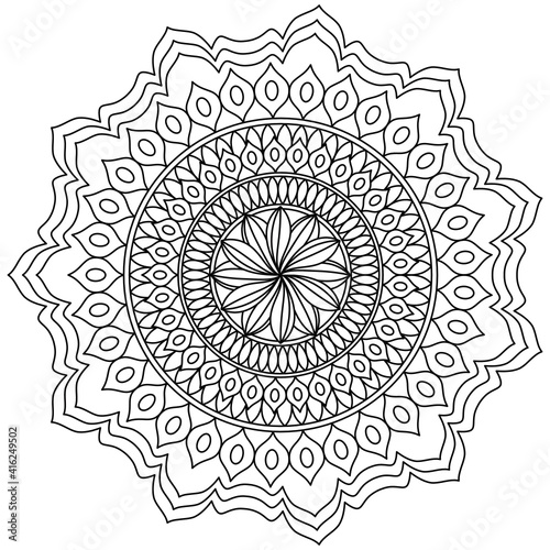 Simple Mandala Shape for Coloring. Vector Mandala. Floral. Flower. Oriental. Coloring Book Page. Outline.
