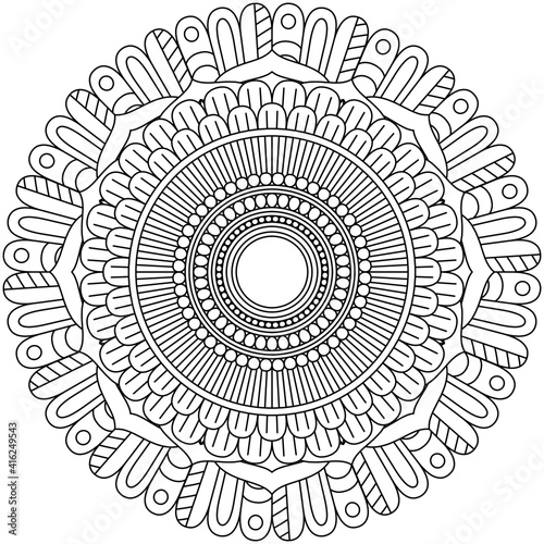 Simple Mandala Shape for Coloring. Vector Mandala. Floral. Flower. Oriental. Coloring Book Page. Outline.
