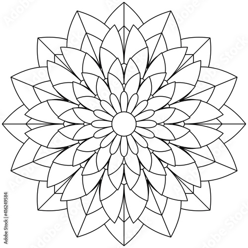 Simple Mandala Shape for Coloring. Vector Mandala. Floral. Flower. Oriental. Coloring Book Page. Outline.

