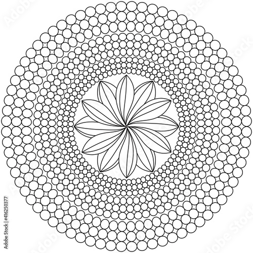 Simple Mandala Shape for Coloring. Vector Mandala. Floral. Flower. Oriental. Coloring Book Page. Outline.
