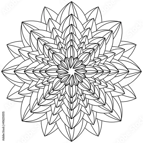 Simple Mandala Shape for Coloring. Vector Mandala. Floral. Flower. Oriental. Coloring Book Page. Outline.
