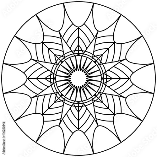 Simple Mandala Shape for Coloring. Vector Mandala. Floral. Flower. Oriental. Coloring Book Page. Outline.
