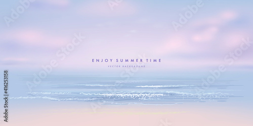 Vector beautiful realistic illustration of sandy summer beach 