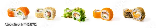 Obraz  z motywem Set of sushi rolls isolated on white background