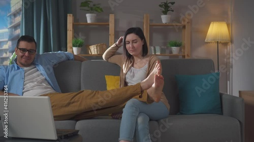 young couple faced with the problem of foot odor and unpleasant smell