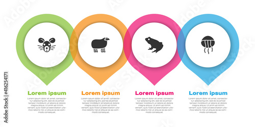 Set Rat head, Sheep, Frog and Jellyfish. Business infographic template. Vector. photo