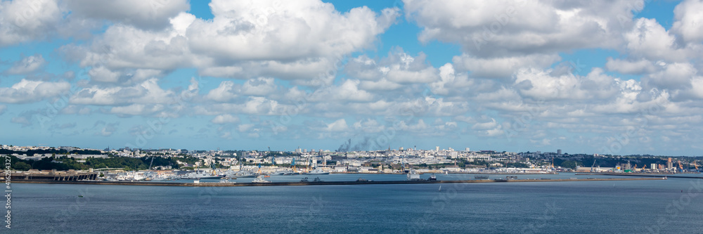 Panorama of the bay and the port of Brest, in Finistère, Brittany, France