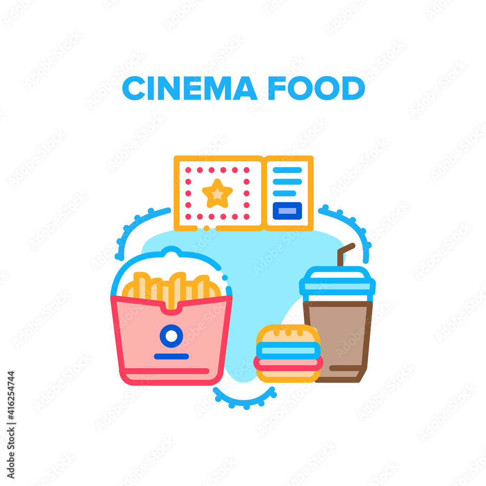 Cinema Food Vector Icon Concept. Cinema Ticket For Watching Movie Film ...