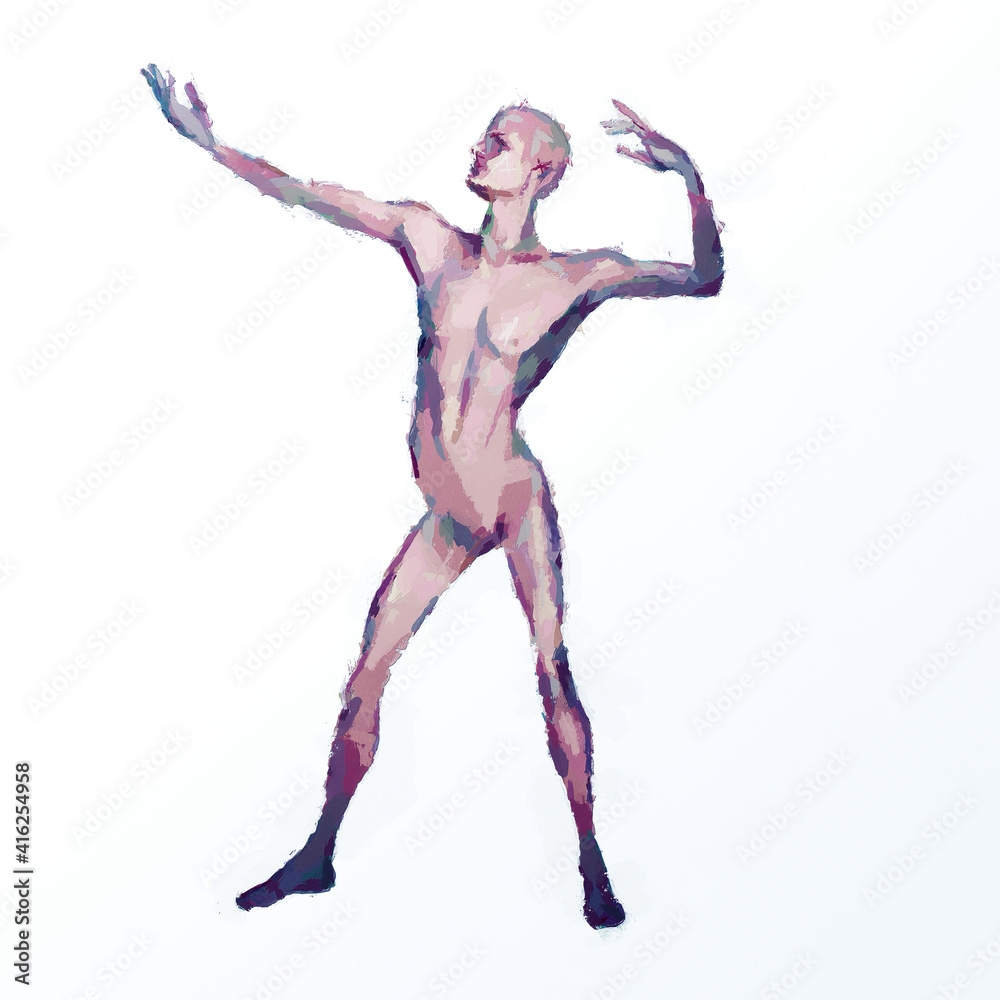 Not like everyone else - a concept. Self-determination and self-esteem. Fighting stereotypes. Portrait of a thin man in a beautiful pose. Stylized painting with bold brushes Not like everyone else - a concept. Self-determination and self-esteem. Fighting stereotypes. Portrait of a thin man in a beautiful pose. Stylized painting with bold brushes