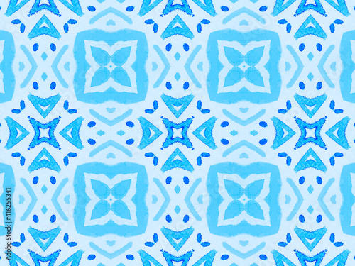 Tile Wall. Turquoise Pattern. Blur Spanish Tile