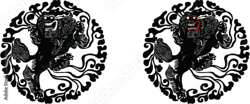 平安有職文様_蛮絵獅子（ばんえのしし）_パーツ