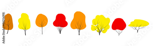vector set autumn trees flat style Nature icon collection, infographic constructor. Game design