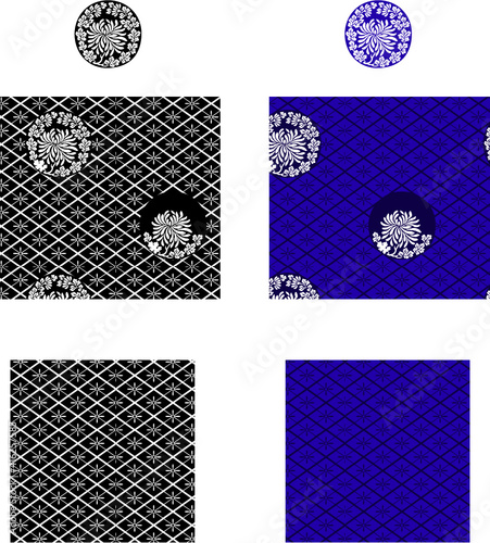 平安有職文様_唐花繁菱地菊丸（からはなしげびしじきくのまる）_タイル