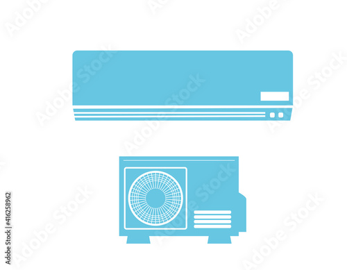 エアコンと室外機のベクターイラスト