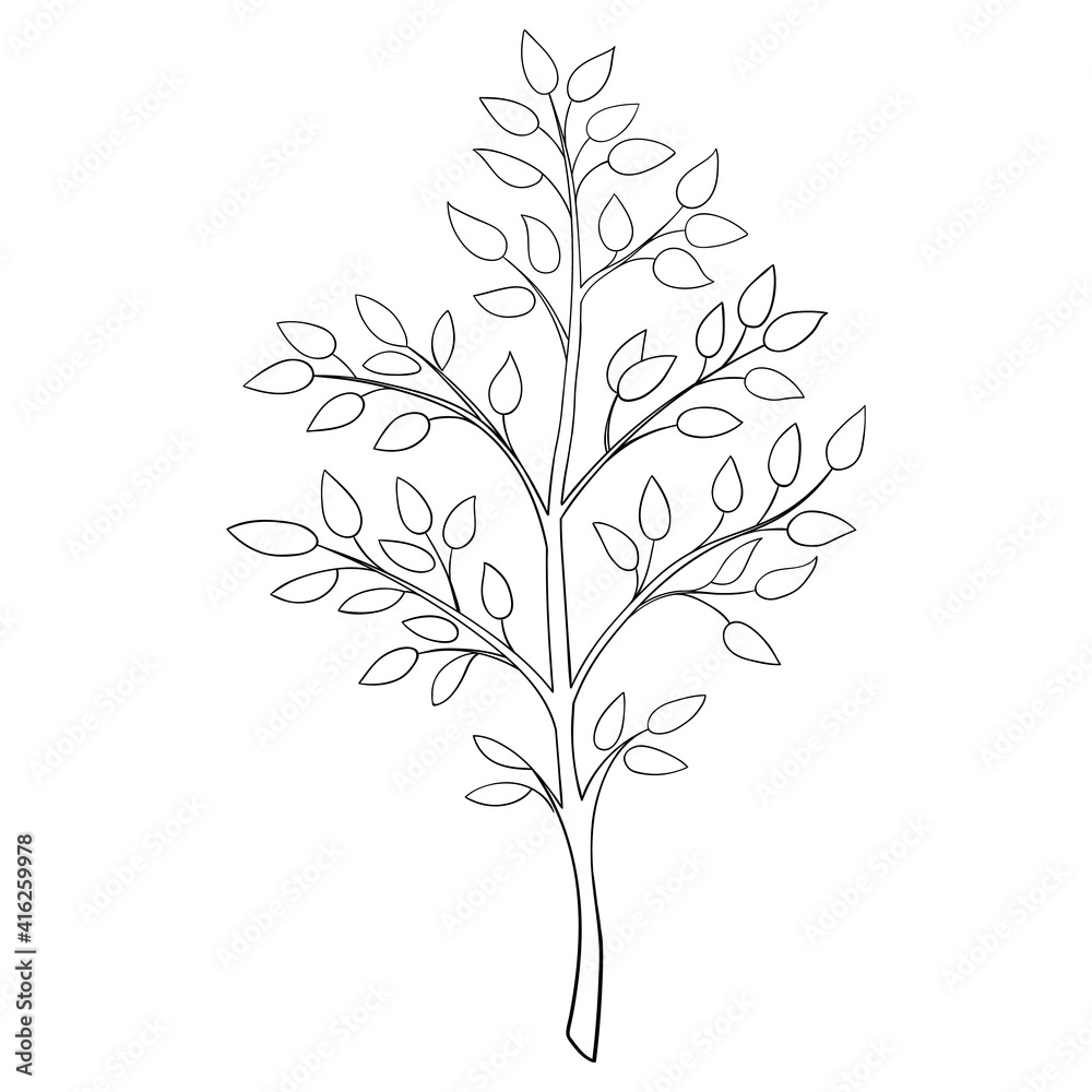 Tree branch vector sketch hand drawn. Nature forest greenery background. Doodle branch. Tree branch vector sketch hand drawn. Nature forest greenery background. Doodle branch.