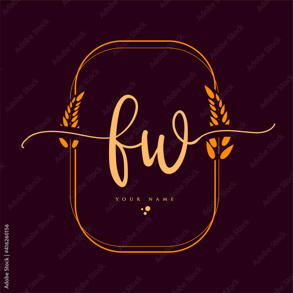 FW Initial handwriting logo. Hand lettering Initials logo branding with ...