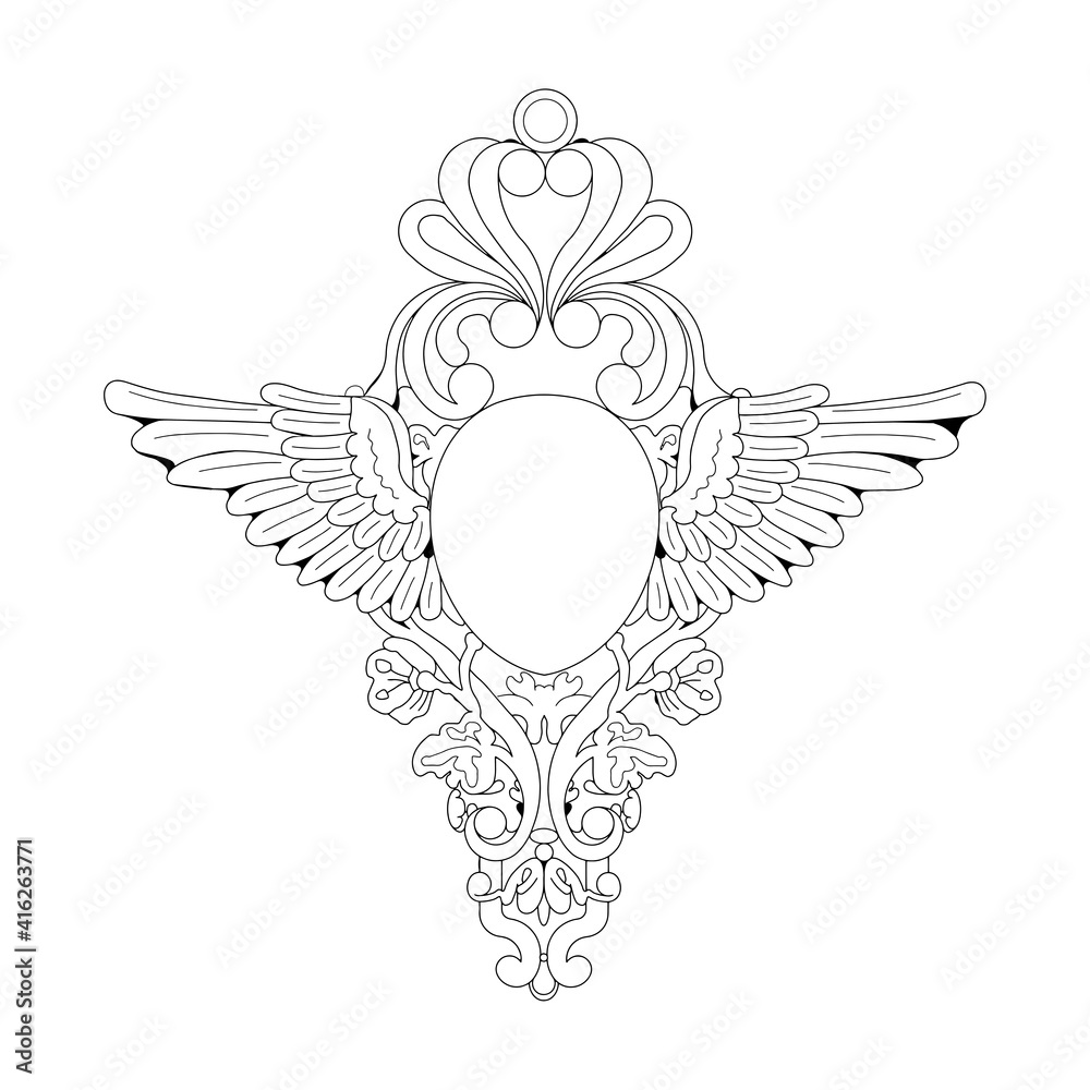 Fototapeta premium Stone and wings. Decoration and jewelry.