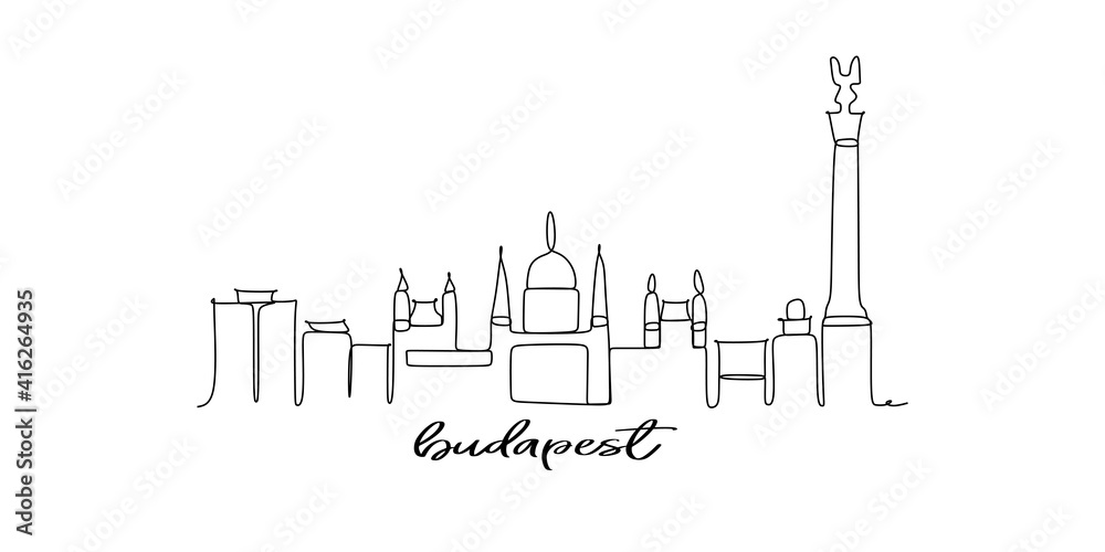 Obraz premium Budapest skyline - continuous one line drawing