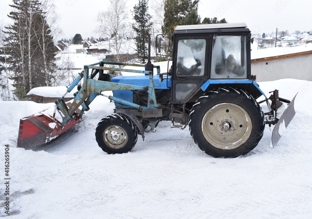 tractor in snow tractor in snow