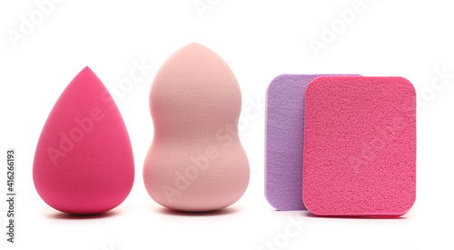 Принти на полотні Beauty blender pile, colorful cosmetic makeup applicator sponge tools set isolat