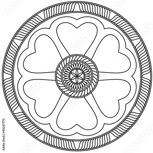 Simple Mandala Shape for Coloring. Vector Mandala. Circular. Flower. Oriental. Coloring Book Page. Outline.
