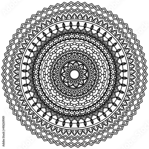 Simple Mandala Shape for Coloring. Vector Mandala. Circular. Flower. Oriental. Coloring Book Page. Outline.
