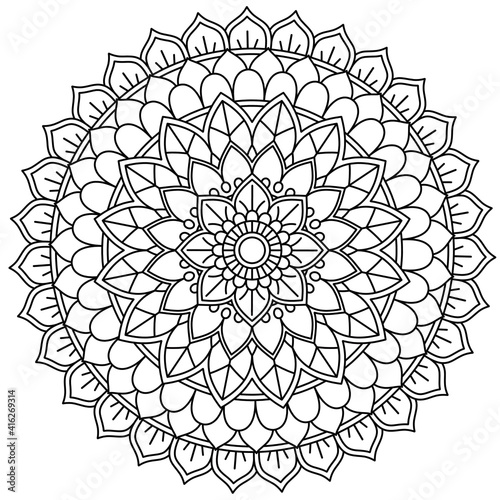 Simple Mandala Shape for Coloring. Vector Mandala. Circular. Flower. Oriental. Coloring Book Page. Outline.
