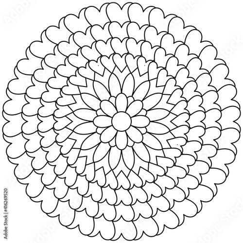 Simple Mandala Shape for Coloring. Vector Mandala. Circular. Flower. Oriental. Coloring Book Page. Outline.
