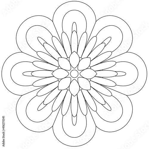 Simple Mandala Shape for Coloring. Vector Mandala. Circular. Flower. Oriental. Coloring Book Page. Outline.
