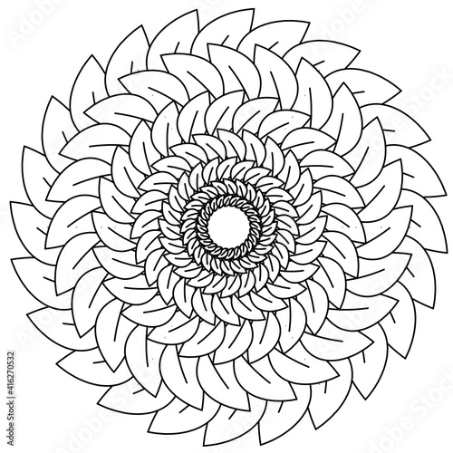 Simple Mandala Shape for Coloring. Vector Mandala. Circular. Flower. Oriental. Coloring Book Page. Outline.
