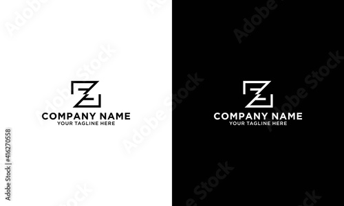 black white orange square letter Z alphabet logo design icon for company
