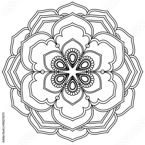 Simple Mandala Shape for Coloring. Vector Mandala. Circular. Flower. Oriental. Coloring Book Page. Outline.
