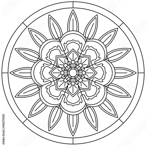 Simple Mandala Shape for Coloring. Vector Mandala. Circular. Flower. Oriental. Coloring Book Page. Outline.
