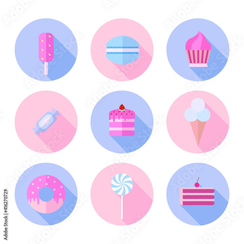 Vector Vector illustrations set of coloured sweets on white background.