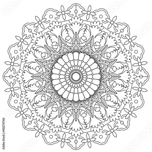 Simple Mandala Shape for Coloring. Vector Mandala. Circular. Flower. Oriental. Coloring Book Page. Outline.
