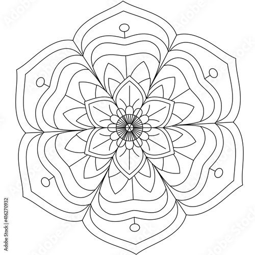 Simple Mandala Shape for Coloring. Vector Mandala. Circular. Flower. Oriental. Coloring Book Page. Outline.
