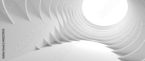 Abstract Architecture Background. 3d Illustration of White Circular Building. Modern Geometric Wallpaper. 3d rendering